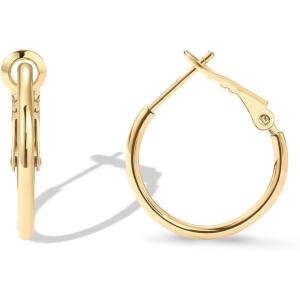 imagePAVOI 14K Gold Plated Sterling Silver Post Hoops  Large Hoops Earring  Lightwight Gold Hoop Earrings for WomenYellow Gold