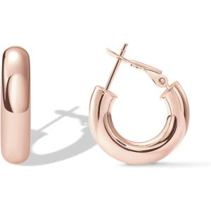 imagePAVOI 14K Gold Plated Sterling Silver Post Hoops  Lightweight Chunky Hoops Huggies  Thick Gold Hoop Earrings for Women200 Millimeters