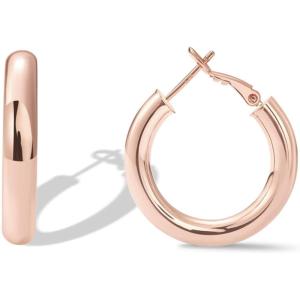 imagePAVOI 14K Gold Plated Sterling Silver Post Hoops  Lightweight Chunky Hoops Huggies  Thick Gold Hoop Earrings for Women300 Millimeters