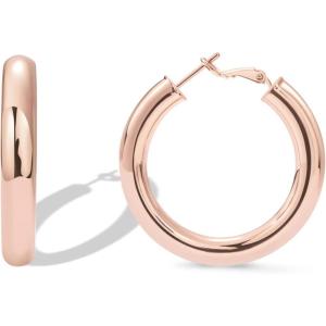 imagePAVOI 14K Gold Plated Sterling Silver Post Hoops  Lightweight Chunky Hoops Huggies  Thick Gold Hoop Earrings for Women400 Millimeters