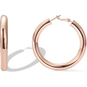 imagePAVOI 14K Gold Plated Sterling Silver Post Hoops  Lightweight Chunky Hoops Huggies  Thick Gold Hoop Earrings for Women500 Millimeters