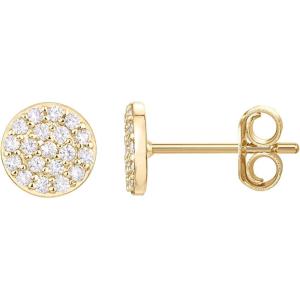 imagePAVOI 14K Gold Plated Sterling Silver Post Stud Earrings for Women  Pave CZ Mini Disc  Gold Earrings for Women18K Yellow Vermeil