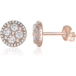 imagePAVOI 14K Gold Plated Sterling Silver Post Stud Earrings for Women  Pave CZ Mini Disc  Gold Earrings for WomenRose Gold