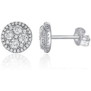 imagePAVOI 14K Gold Plated Sterling Silver Post Stud Earrings for Women  Pave CZ Mini Disc  Gold Earrings for WomenWhite Gold