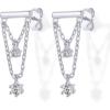 imagePAVOI 14K Gold Plated 925 Sterling Silver Posts Bar Drape Chain Earrings for Women  Cubic Zirconia Chain Dangle Studs  Drop Dangle EarringsWhite Gold