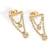 imagePAVOI 14K Gold Plated 925 Sterling Silver Posts Bar Drape Chain Earrings for Women  Cubic Zirconia Chain Dangle Studs  Drop Dangle EarringsYellow Gold