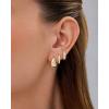 imagePAVOI 18K Gold Plated Sterling Silver Posts Three Pairs Huggie Hoop Earrings for Women  Triple Gold Hoop Earring Pack with Cubic Zirconia  Chunky Dome Pave Huggie Piercing Statement Jewelry SetWhite Gold