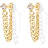 imagePAVOI 18K Gold Plated Sterling Silver Dangle Chain Earrings for Women  Cubic Zirconia Studs ampamp Earscapes EarringsYellow Gold