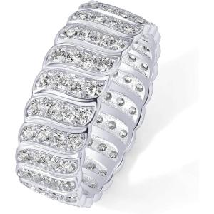 imagePAVOI 14K Gold Plated Chunky Ring  Cubic Zirconia Stackable Rings  Chunky Wide Band for WomenWhite Gold