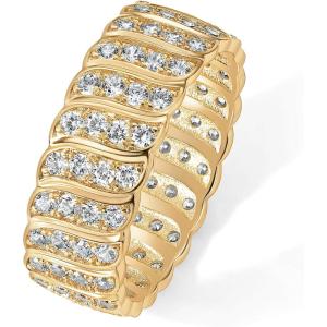imagePAVOI 14K Gold Plated Chunky Ring  Cubic Zirconia Stackable Rings  Chunky Wide Band for WomenYellow Gold