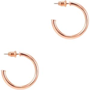 imagePAVOI 14K Gold Plated Hoop Earrings for Women  2mm Thick Infinity Hoops  Lightweight Loop Earrings Set300 Millimeters