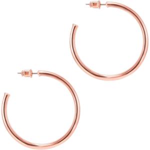 imagePAVOI 14K Gold Plated Hoop Earrings for Women  2mm Thick Infinity Hoops  Lightweight Loop Earrings Set450 Millimeters