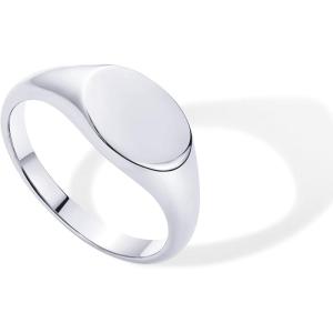 imagePAVOI 14K Gold Plated Pinky Signet Ring for Women  Lightweight Statement Bands  Chunky Signet Stackable RingsWhite Gold