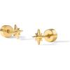 imagePAVOI 14K Gold Plated 925 Sterling Silver Posts Pair of Flat Back Stud Earrings for Women  Cartilage Helix Piercing  Heart Moon Snake Smiley Butterfly Yin and Yang North Star EarringNorth Star