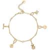 imagePAVOI 14K Gold Plated Adjustable Bracelet for Women  Twisted Bar ampamp Paperclip Charm Chain Bracelets with Moon Evil Eye Teddy Bear Heart Lock Airplane Dog Cowboy Boot Cat Cupid ampamp More  Fashion JewelryTeddy Bear