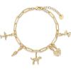 imagePAVOI 14K Gold Plated Adjustable Bracelet for Women  Twisted Bar ampamp Paperclip Charm Chain Bracelets with Moon Evil Eye Teddy Bear Heart Lock Airplane Dog Cowboy Boot Cat Cupid ampamp More  Fashion JewelryDog