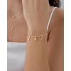 imagePAVOI 14K Gold Plated Bracelet for Women  Adjustable 7Inch Sliding Ball Charm Bracelet Set with Removable Horseshoe Heart and Cubic Zirconia Charms  Trendy Gold Chain JewelryHeart