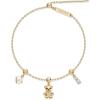 imagePAVOI 14K Gold Plated Bracelet for Women  Adjustable 7Inch Sliding Ball Charm Bracelet Set with Removable Horseshoe Heart and Cubic Zirconia Charms  Trendy Gold Chain JewelryTeddy Bear