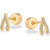 imagePAVOI 14K Gold Plated Dainty Flat Back Earrings for Women  Hypoallergenic Sterling Silver Posts Helix Cartilage Piercing Jewelry  Emoji Motif Bow Celestial Flatback Gold Stud Earrings Screw BackWishbone