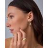 imagePAVOI 14K Gold Plated Dainty Flat Back Earrings for Women  Hypoallergenic Sterling Silver Posts Helix Cartilage Piercing Jewelry  Emoji Motif Bow Celestial Flatback Gold Stud Earrings Screw BackLeaf