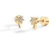 imagePAVOI 14K Gold Plated Dainty Flat Back Earrings for Women  Hypoallergenic Sterling Silver Posts Helix Cartilage Piercing Jewelry  Emoji Motif Bow Celestial Flatback Gold Stud Earrings Screw BackPalm Tree