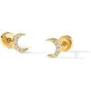 imagePAVOI 14K Gold Plated Dainty Flat Back Earrings for Women  Hypoallergenic Sterling Silver Posts Helix Cartilage Piercing Jewelry  Emoji Motif Bow Celestial Flatback Gold Stud Earrings Screw BackMoon