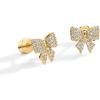 imagePAVOI 14K Gold Plated Dainty Flat Back Earrings for Women  Hypoallergenic Sterling Silver Posts Helix Cartilage Piercing Jewelry  Emoji Motif Bow Celestial Flatback Gold Stud Earrings Screw BackBow
