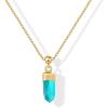 imagePAVOI Gemstone Gold Charm Necklace for Women  14K Gold Plated Adjustable Chain Dainty Pendant Gemstone Necklaces with Cute Charms Set  Hypoallergenic Trendy Healing Crystal PendantsYellow Gold