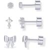 imagePAVOI 14K Gold Plated Dainty Flat Back Earrings for Women  Hypoallergenic Sterling Silver Posts Helix Cartilage Piercing Jewelry  Emoji Motif Bow Celestial Flatback Gold Stud Earrings Screw BackBow  Pearl Trio Set