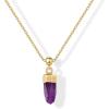 imagePAVOI Gemstone Gold Charm Necklace for Women  14K Gold Plated Adjustable Chain Dainty Pendant Gemstone Necklaces with Cute Charms Set  Hypoallergenic Trendy Healing Crystal PendantsYellow Gold