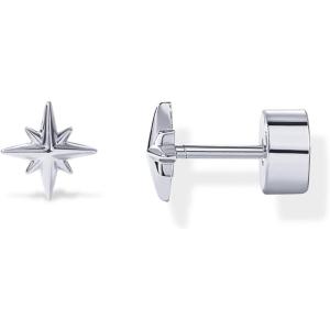 imagePAVOI 14K Gold Plated 925 Sterling Silver Posts Pair of Flat Back Stud Earrings for Women  Cartilage Helix Piercing  Heart Moon Snake Smiley Butterfly Yin and Yang North Star EarringNorth Star