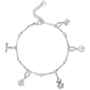 imagePAVOI 14K Gold Plated Adjustable Bracelet for Women  Twisted Bar ampamp Paperclip Charm Chain Bracelets with Moon Evil Eye Teddy Bear Heart Lock Airplane Dog Cowboy Boot Cat Cupid ampamp More  Fashion JewelryTeddy Bear