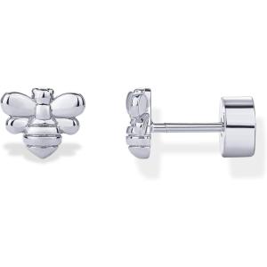 imagePAVOI 14K Gold Plated Dainty Flat Back Earrings for Women  Hypoallergenic Sterling Silver Posts Helix Cartilage Piercing Jewelry  Emoji Motif Bow Celestial Flatback Gold Stud Earrings Screw BackBumble Bee