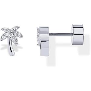 imagePAVOI 14K Gold Plated Dainty Flat Back Earrings for Women  Hypoallergenic Sterling Silver Posts Helix Cartilage Piercing Jewelry  Emoji Motif Bow Celestial Flatback Gold Stud Earrings Screw BackPalm Tree