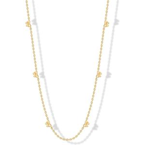 imagePAVOI 14K Gold Plated Dainty Chain Necklaces for Women  Station Small Motif Pendant Gold Jewelry Gifts  Trendy Heart Bow Cross Necklace for WomenYellow Gold