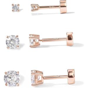 imagePAVOI 14K Gold Plated Solid 925 Sterling Silver Post Cubic Zirconia Stud Flat Back Earrings for Women  Cartilage Earring  Helix Piercing Jewelry  Small Stud Earrings for Women
