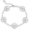 imagePAVOI 14K Gold Plated Clover Bracelets for Women  Flower Four Leaf Clover Bracelet  Mother of Pearl ampamp Onyx Gemstone Lucky Flower Design  Adjustable Trendy Jewelry GiftsWhite Gold
