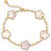 imagePAVOI 14K Gold Plated Clover Bracelets for Women  Flower Four Leaf Clover Bracelet  Mother of Pearl ampamp Onyx Gemstone Lucky Flower Design  Adjustable Trendy Jewelry GiftsYellow Gold