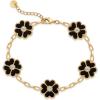 imagePAVOI 14K Gold Plated Clover Bracelets for Women  Flower Four Leaf Clover Bracelet  Mother of Pearl ampamp Onyx Gemstone Lucky Flower Design  Adjustable Trendy Jewelry GiftsYellow Gold