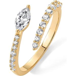 imagePAVOI 14K Gold Plated Cubic Zirconia Crossover Stackable Ring for Women  Marquise CZ Open Twist Eternity BandYellow Gold