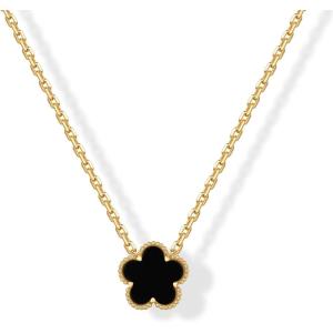 imagePAVOI 14K Gold Plated Clover Necklaces for Women  Lucky Four Leaf Clover Necklace Pendant  Trendy Flower Black Onyx Gemstone Mother of Pearl Jewelry GiftsYellow Gold