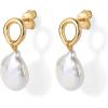 imagePAVOI 14K Gold Plated Pearl Earrings for Women  Pearl Statement Drop Bridal Earrings  Sterling Silver Posts Dangle Studs Gold Wedding JewelryYellow Gold