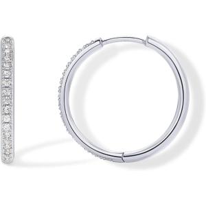 imagePAVOI 14K Gold Plated Cubic Zirconia Hoop Earrings for Women  Sterling Silver Posts Trendy Fashion Hinged Gold Earrings for WomenWhite Gold