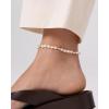 imagePAVOI 14K Gold Plated Anklet for Women  Trendy Link Chain Ankle Bracelet Summer Jewelry  Boho Dainty Anklets with Cubic Zirconia Beaded Evil Eye Star Station Pearls Adjustable Gold JewelryPearl