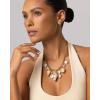 imagePAVOI 14K Gold Plated Coastal Chunky Charm Necklace for Women  Waterproof Stainless Steel Beach Multi Charm Necklace  Gold Statement Beachy Summer Jewelry with Sea Shell Starfish PearlYellow Gold