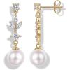 imagePAVOI 14K Gold Plated Cubic Zirconia Dangle Earrings for Women  Crystal Long Linear Bridal Drop Earrings  Cluster CZ Pearl Simulated Diamond Drop Dangle Wedding Jewelry for Brides ampamp BridesmaidYellow Gold