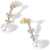 imagePAVOI 14K Gold Plated Cubic Zirconia Dangle Earrings for Women  Crystal Long Linear Bridal Drop Earrings  Cluster CZ Pearl Simulated Diamond Drop Dangle Wedding Jewelry for Brides ampamp BridesmaidYellow Gold