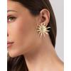 imagePAVOI 14K Gold Plated Statement Sun Earrings for Women  Chunky Sun Stud Earrings  Gold Big Celestial Studs with Pearls  Trendy Summer JewelryWhite Gold