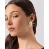 imagePAVOI 14K Gold Plated Statement Sun Earrings for Women  Chunky Sun Stud Earrings  Gold Big Celestial Studs with Pearls  Trendy Summer JewelryYellow Gold
