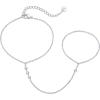 imagePAVOI 14K Gold Plated Hand Chains for Women  Adjustable Hand Chain Bracelet and Ring  Trendy Gold Handchain Bracelet Stack Summer Jewelry  Beads Pearl and Cubic Zirconia Body JewelryWhite Gold